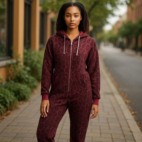 Salvage Red and Black Snakeskin Jumpsuit - Picture 1 of 5